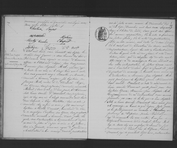 ESSONNES. Mariages : registre d'état civil (1877). 