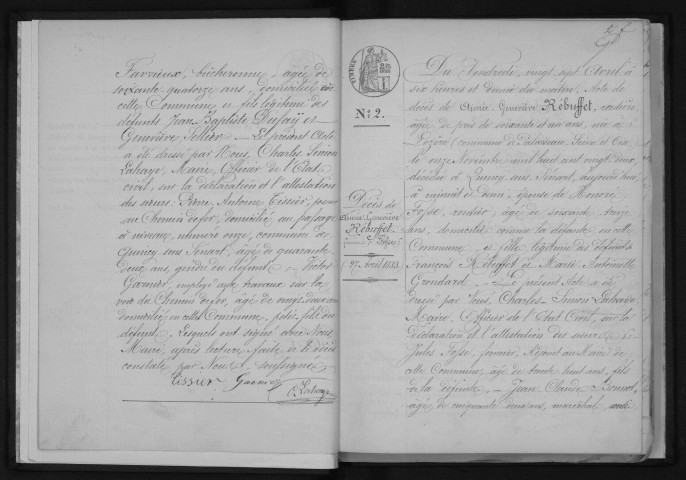 QUINCY-SOUS-SENART. Naissances, mariages, décès : registre d'état civil (1883-1896). 