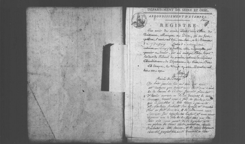 PUSSAY. Naissances, mariages, décès : registre d'état civil (1808-1822). 