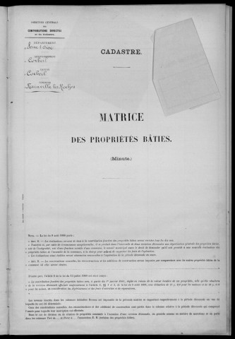 NAINVILLE-LES-ROCHES. - Matrice des propriétés bâties [cadastre rénové en 1933]. 