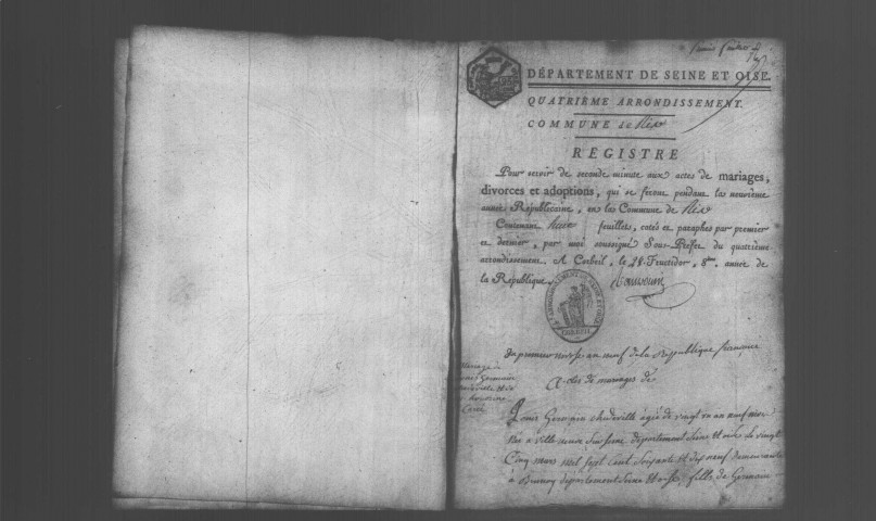 RIS-ORANGIS. Naissances, mariages, décès : registre d'état civil (an IX-1808). 