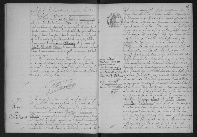 CORBEIL.- Mariages : registre d'état civil. 