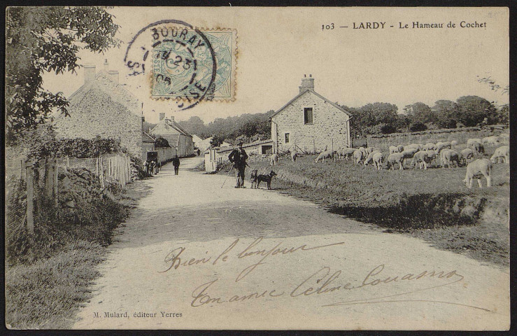 LARDY.- Cochet.- Le hameau (1905).