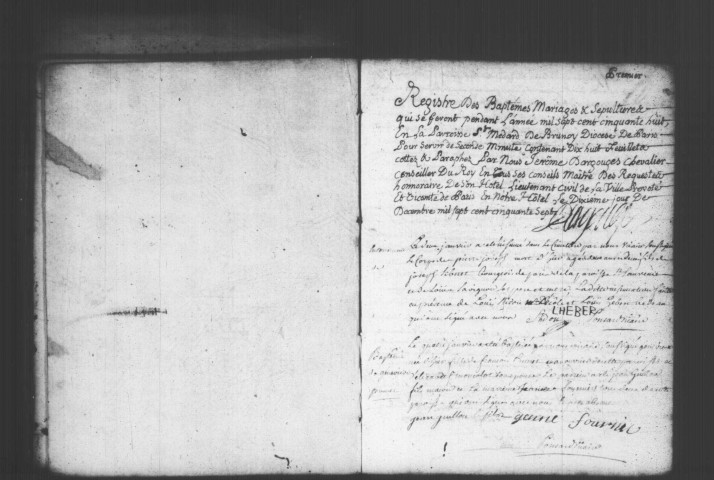 BRUNOY. Paroisse Saint-Médard : Baptêmes, mariages, sépultures : registre paroissial (1749-1758). 