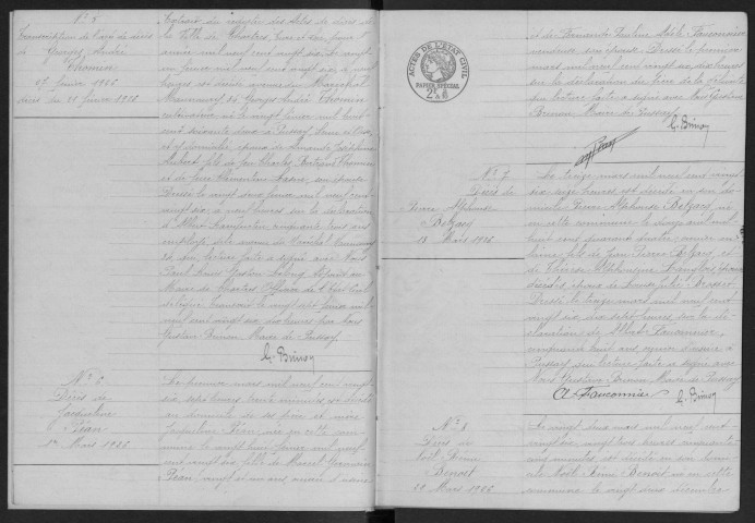 PUSSAY. - Décès : registre d'état civil.