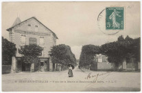 SOISY-SUR-SEINE. - Place de la mairie et boulevard de Soisy [Editeur JLC, 1909, timbre à 5 centimes]. 