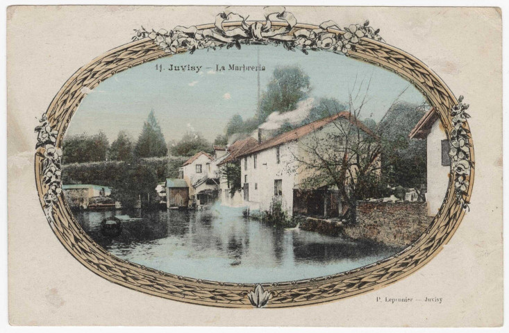 JUVISY-SUR-ORGE. - La marbrerie. Leprunier (1918), 8 lignes, coloriée. 