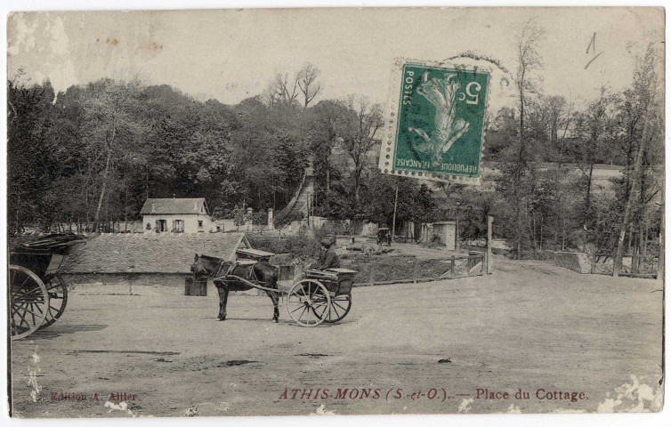 ATHIS-MONS. - Place du Cottage, Allier, 1913, 4 mots, 5 c, ad. 