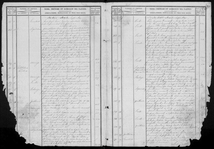 FERTE-ALAIS (LA).- Eugène Ferdinand PERIER, notaire : répertoire (26 juillet 1840-3 novembre 1846) ; François Ambroise DUPONT, notaire : répertoire (5 novembre 1846-22 janvier 1850). [Un registre. Prévoir restauration de la reliure]. 