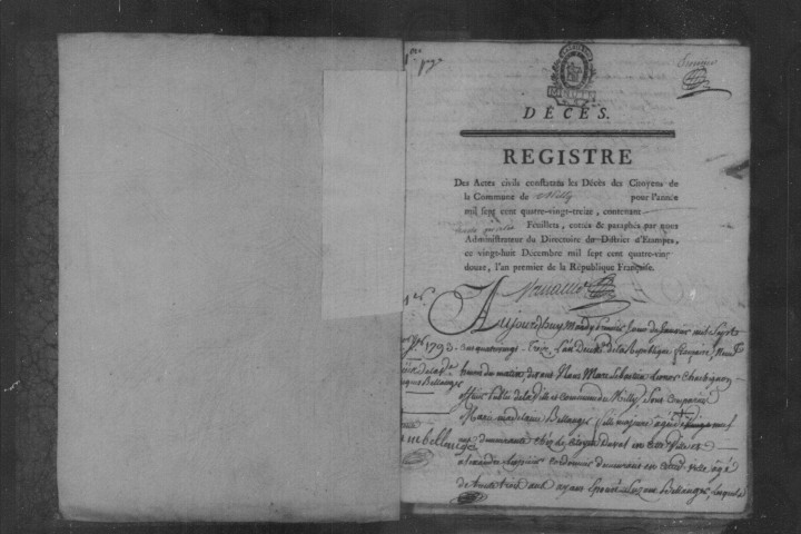 MILLY-LA-FORET. Décès : registre d'état civil (1793-1808). 