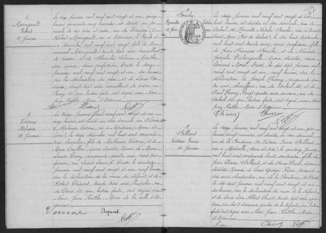 ESSONNES. - Décès : registre d'état civil. 