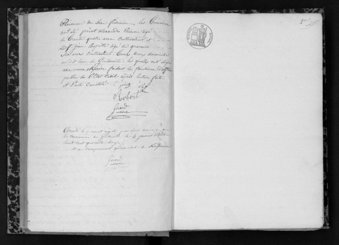 GUIBEVILLE. Naissances, mariages, décès : registre d'état civil (1841-1872). 
