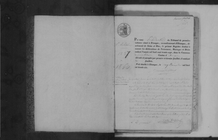 SAINT-HILAIRE. Naissances, mariages, décès : registre d'état civil (1837-1860). 