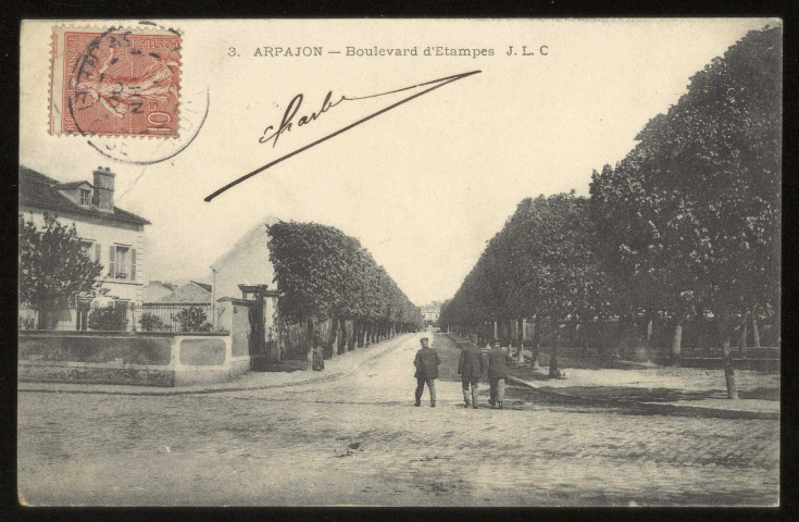 ARPAJON. - Boulevard d'Etampes. Edition JLC, 1 timbre à 10 centimes. 