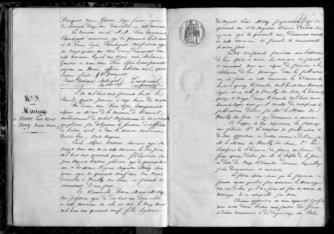 MAINVILLE (DRAVEIL). Naissances, mariages, décès : registre d'état civil (1868-1872). 