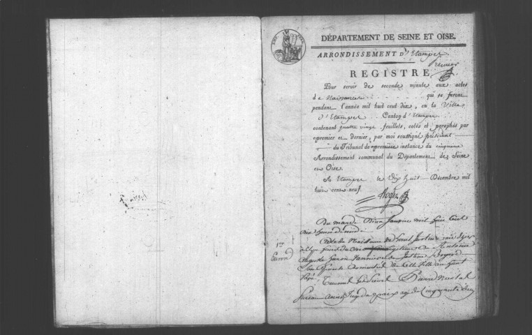 ETAMPES. Naissances : registre d'état civil (1810). 