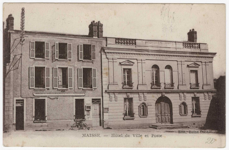 MAISSE. - Hôtel de Ville et la poste [Editeur Lainé-Duché, 1924, sépia]. 