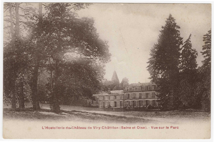 VIRY-CHATILLON. - L'hôtellerie du château de Viry-Châtillon. Vue sur le parc [sépia]. 
