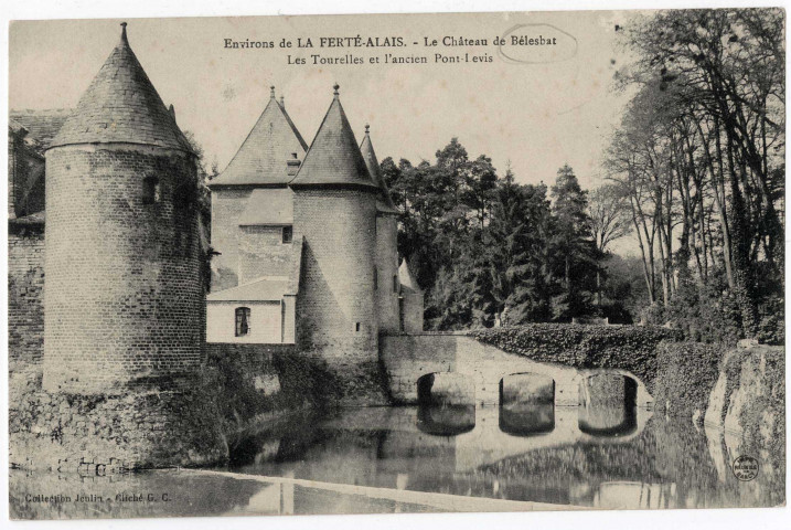 COURDIMANCHE-SUR-ESSONNE. - Le château de Belesbat, les tourelles et l'ancien pont-levis, GC, Jeulin, 15 lignes. 