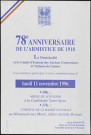 CORBEIL-ESSONNES. - 78ème anniversaire de l'armistice de 1918, novembre 1996. 