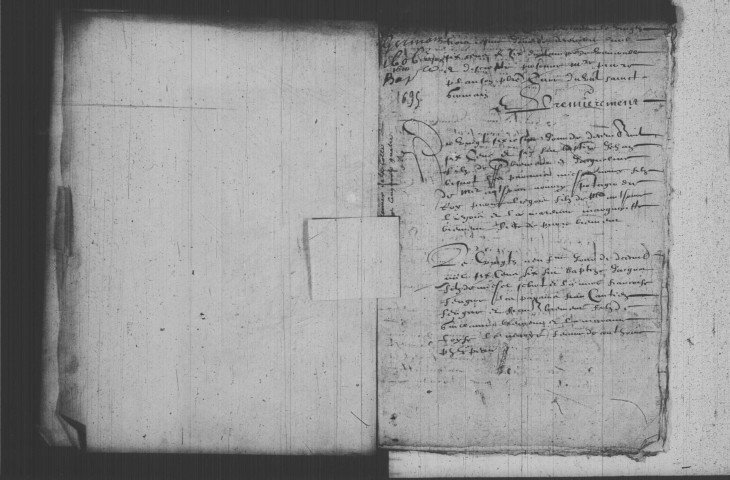 VAL-SAINT-GERMAIN (LE). Paroisse Saint-Germain : Baptêmes, mariages, sépultures : registre paroissial (1606-1609, 1696-1716). 