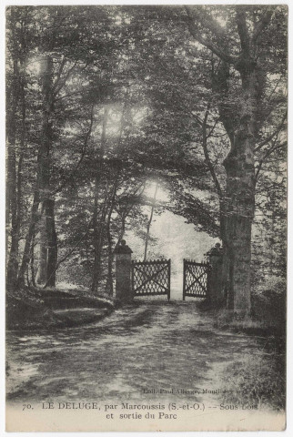 MARCOUSSIS. - Le Déluge. Par Marcoussis. Sous-bois et sortie de parc [Editeur Paul Allorge, (1916), timbre à 10 cemtimes]. 