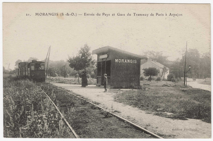 MORANGIS . - Gare du tramway de Paris à Arpajon. Edition Eveillard. 