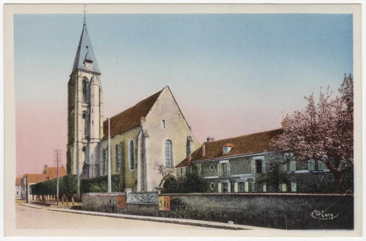 MILLY-LA-FORET. - Eglise et gendarmerie [Editeur Cim, couleur]. 