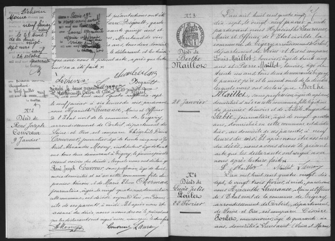 TIGERY.- Naissances, mariages, décès : registre d'état civil (1897-1904). 