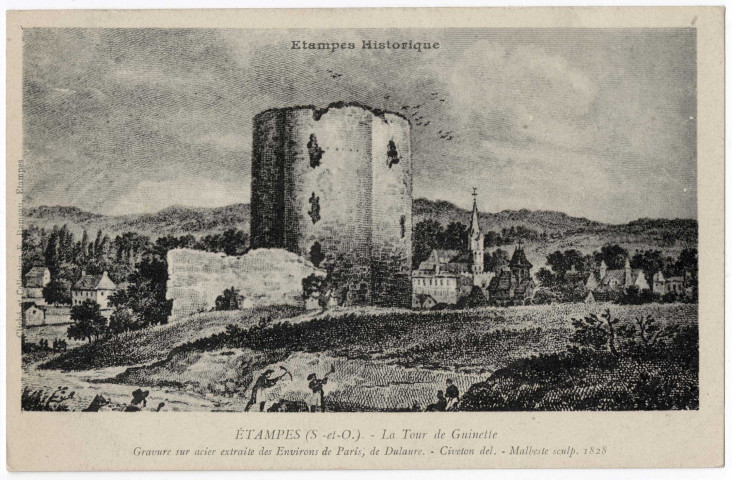 ETAMPES. - La tour de Guinette, gravure. 