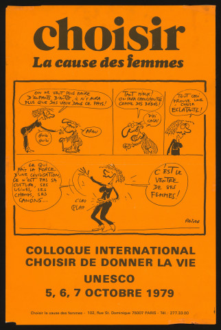 Essonne [Département]. - PARTI SOCIALISTE UNIFIE. Choisir la cause des femmes, colloque international choisir de donner la vie, 5 octobre-7 octobre 1979. 