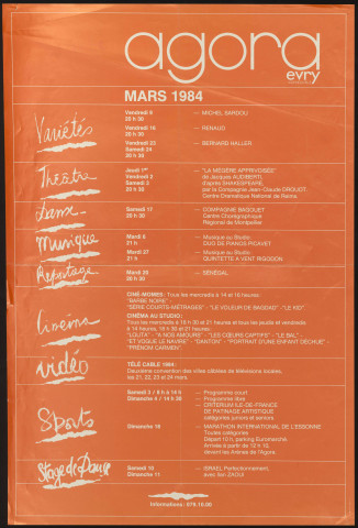 EVRY. - Agora d'Evry : programme des activités, mars 1984. 