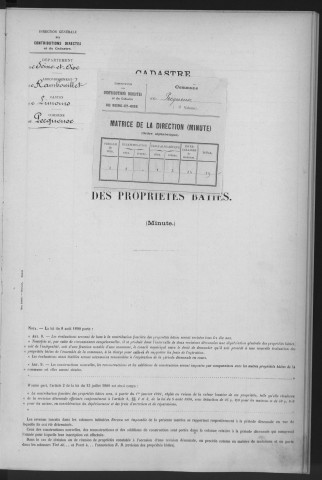 PECQUEUSE. - Matrice des propriétés bâties [cadastre rénové en 1937]. 
