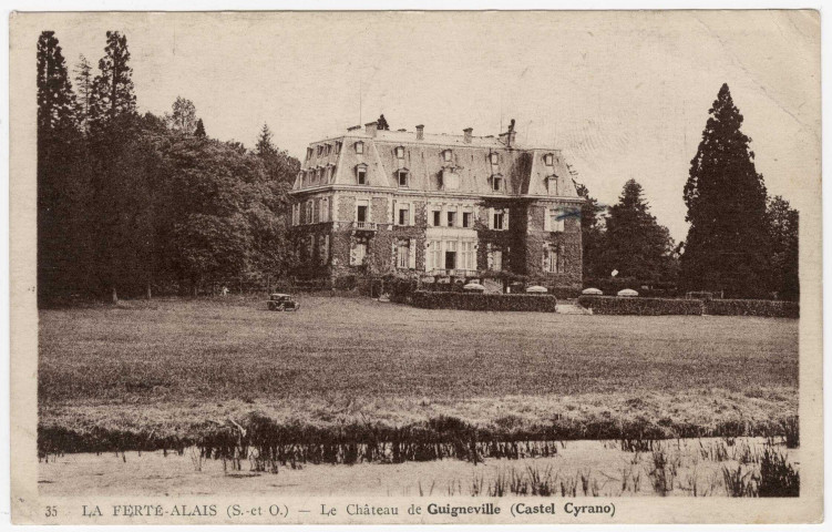 GUIGNEVILLE-SUR-ESSONNE. - Le château de Guigneville (castel Cyrano). 2 lignes, 60 c, ad, sépia. 