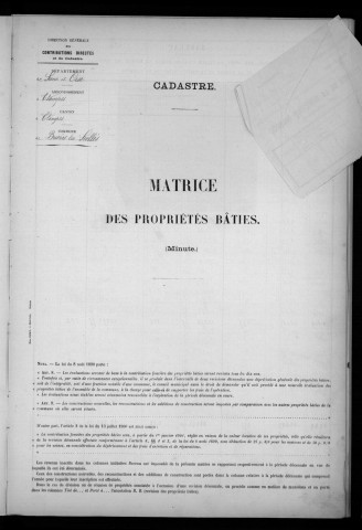 BRIERES-LES-SCELLES. - Matrice des propriétés bâties [cadastre rénové en 1943]. 