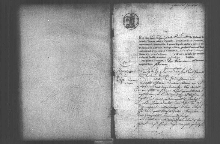 SACLAY. Naissances, mariages, décès : registre d'état civil (1843-1872). 