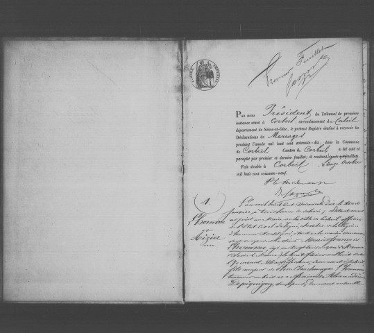 CORBEIL. Mariages : registre d'état civil (1870). 