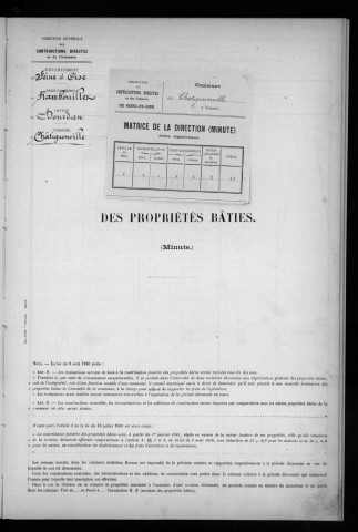 CHATIGNONVILLE. - Matrice des propriétés bâties [cadastre rénové en 1933]. 