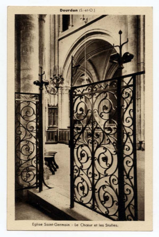 DOURDAN. - Eglise Saint-Germain, le choeur et les stalles. Le Marigny, sépia. 