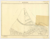 Plan topographique régulier de MONTGERON dressé en 1946, mis à jour en 1964 par la société cartographique de France, vérifié par le Service du Cadastre, feuille 1, Ministère de la Construction, 1964. Ech. 1/2.000. N et B. Dim. 0,80 x 1,02. 