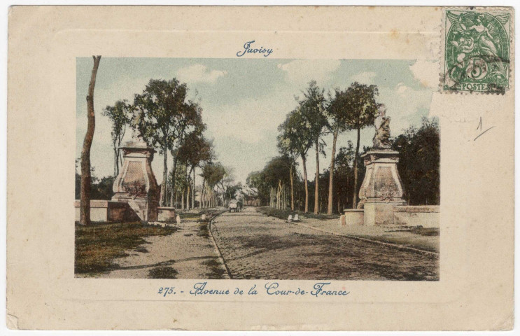JUVISY-SUR-ORGE. - Avenue de la cour de France. 3 mots, 5 c, ad., colorié. 