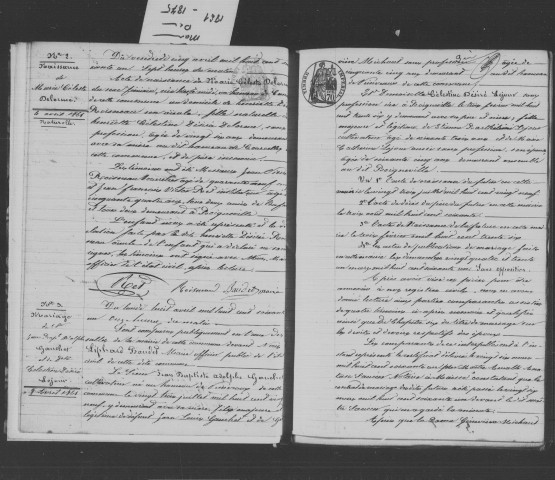 BOIGNEVILLE. Naissances, mariages, décès : registre d'état civil (1861-1875). 