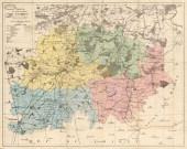 Carte de l'arrondissement d'ETAMPES extraite de la carte du département dressée par ordre du Conseil Général, VERSAILLES, [fin 19e siècle]. Ech. 1/82 500. Sur toile. Coul. Dim. 0,50 x 0,61. 
