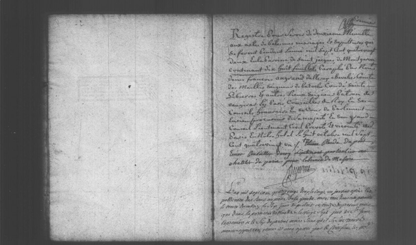MONTGERON. Paroisse Saint-Jacques et Saint-Christophe : Baptêmes, mariages, sépultures : registre paroissial (1773-1782). 
