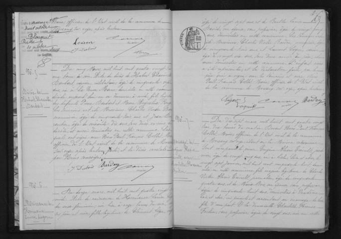 MORSANG-SUR-ORGE. Naissances, mariages, décès : registre d'état civil (1883-1889). 