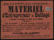 MEROBERT.- Vente à l'amiable de matériel d'entrepreneur de battage appartenant à M. Charles BOUCHARD, [1904]. 