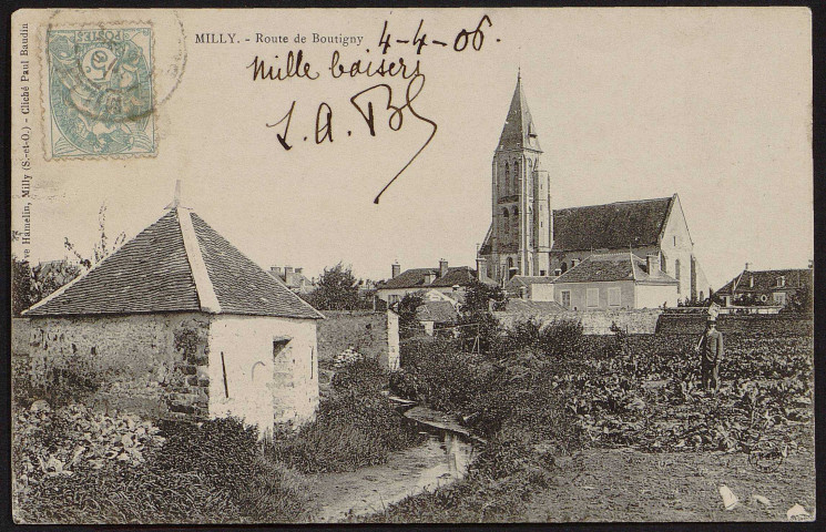MILLY-LA-FORET.- Route de Boutigny, 1906.