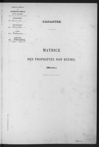 SACLAY. - Matrice des propriétés non bâties [cadastre rénové en 1934]. 