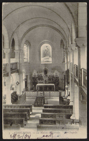 Athis-Mons.- Notre-Dame des retraites : intérieur de la chapelle [1900-1903]. 