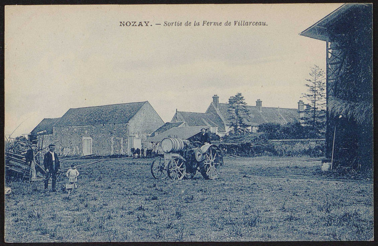 NOZAY.- Ferme de Villarceau : sortie en tracteur [1920-1930].